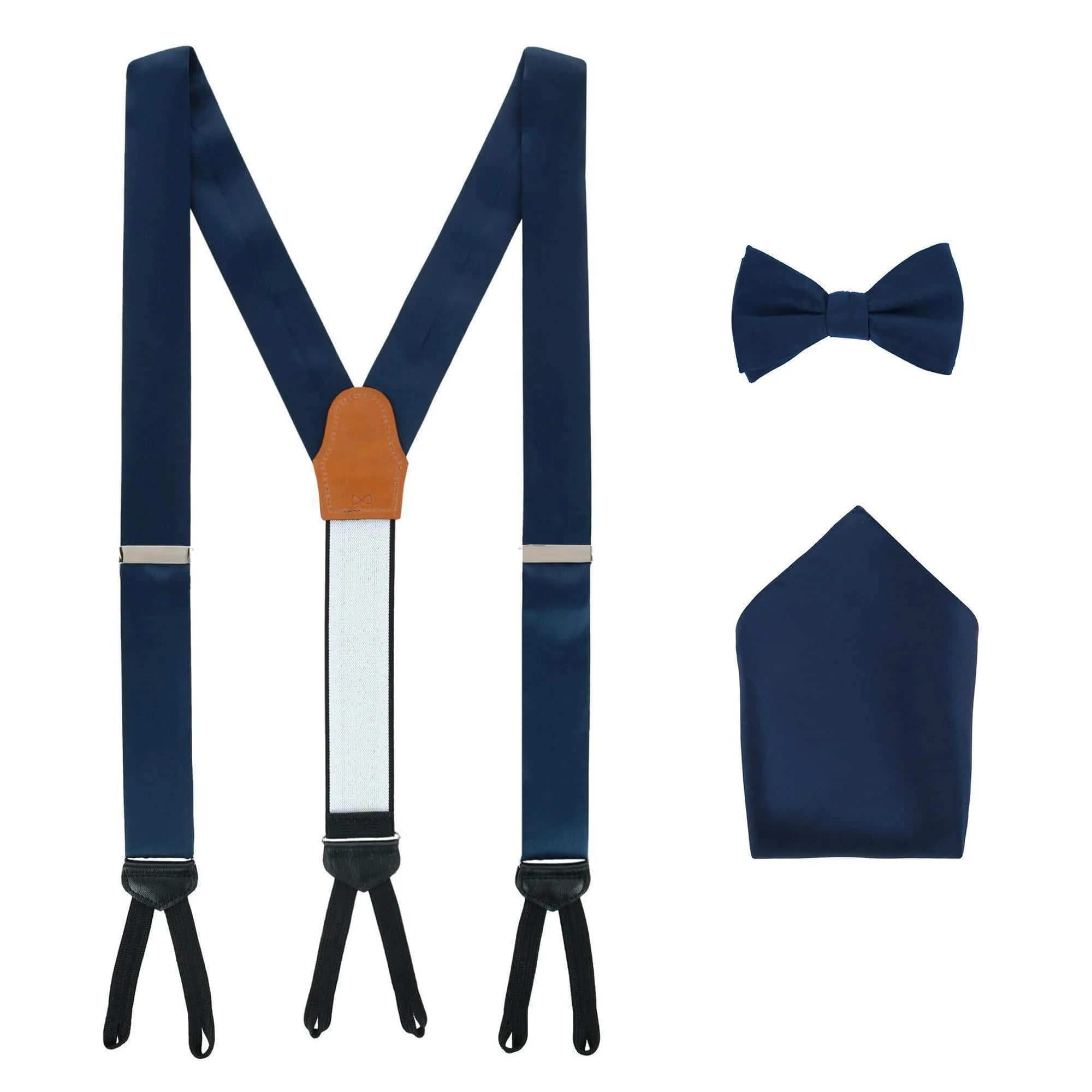 Sutton Solid Color Silk Brace Bow Tie & Pocket Square Combo - Image 6