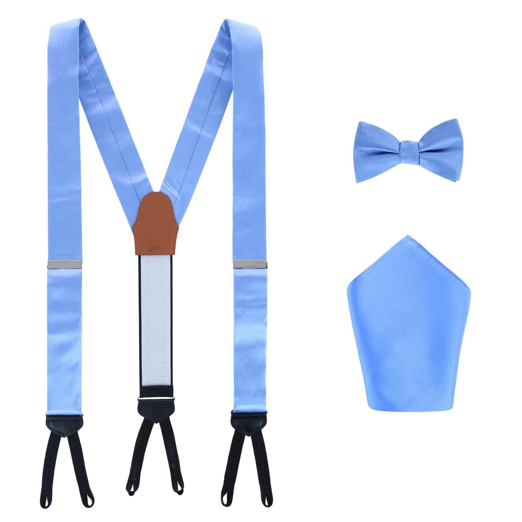 Sutton Solid Color Silk Brace Bow Tie & Pocket Square Combo - Image 7