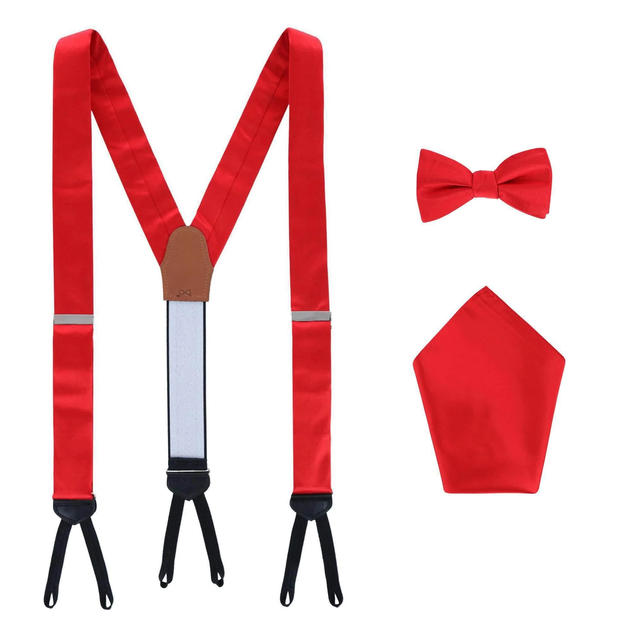 Sutton Solid Color Silk Brace Bow Tie & Pocket Square Combo - Image 8