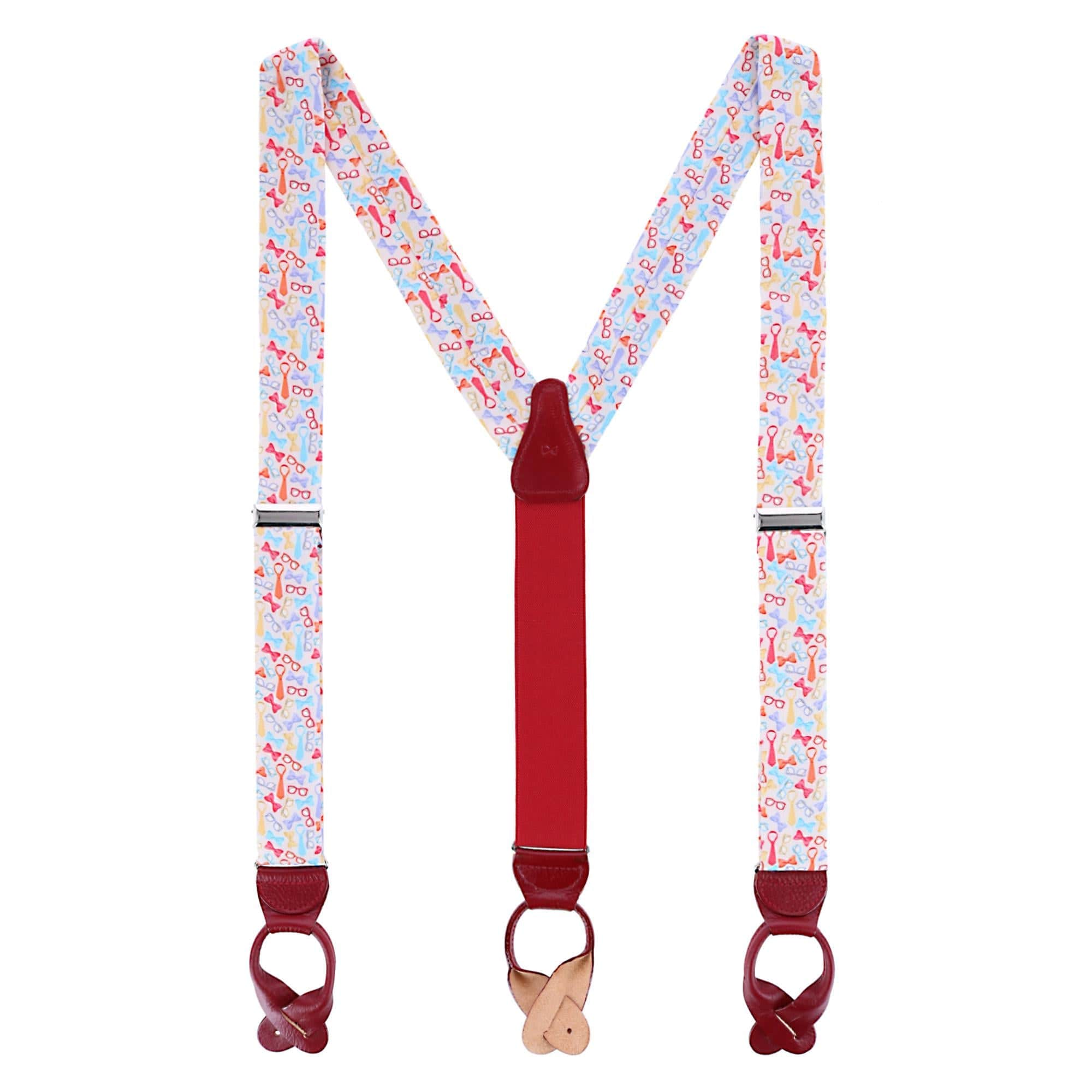 The Fashionisto Tie and Glasses Linen Button Braces - Image 3