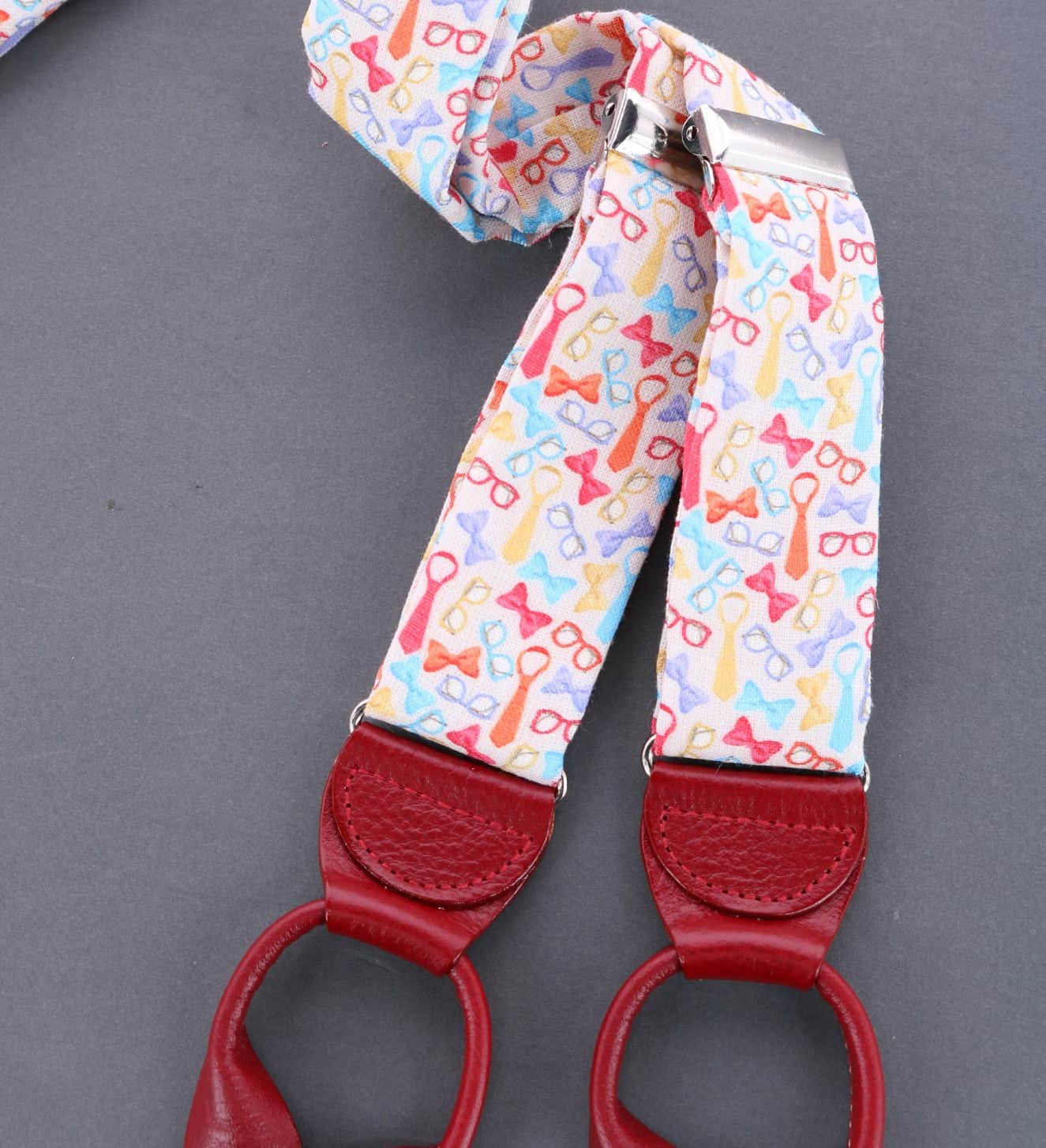 The Fashionisto Tie and Glasses Linen Button Braces - Image 5