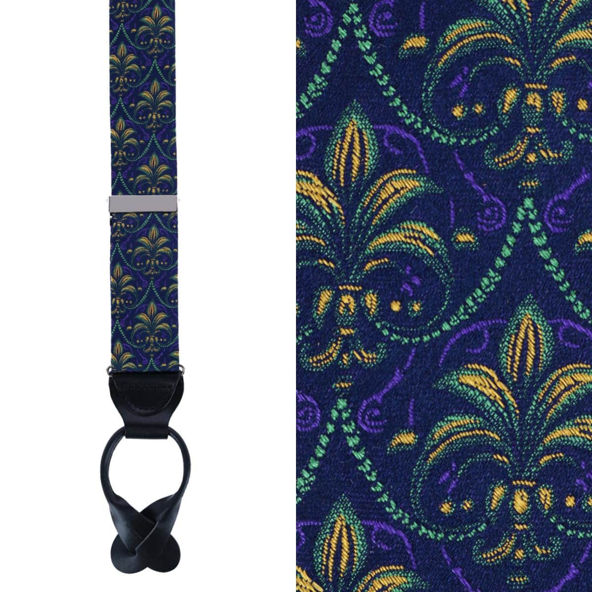 The French Quarter Fleur-de-Lis Silk Novelty Button End Braces - Image 2