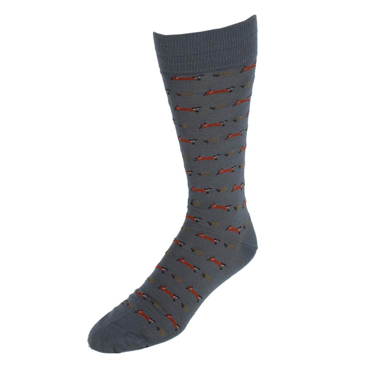 The Hunt Is On Mid-Calf Fox Noevlty Pima Cotton Dress Sock (1 Pair) - Image 2