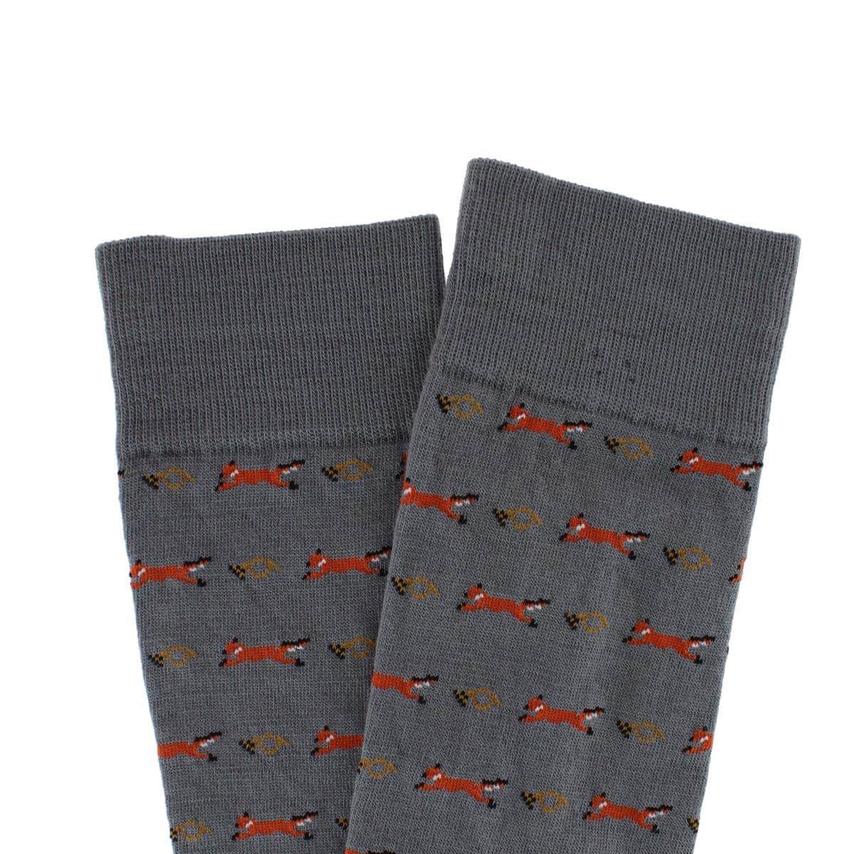The Hunt Is On Mid-Calf Fox Noevlty Pima Cotton Dress Sock (1 Pair) - Image 3