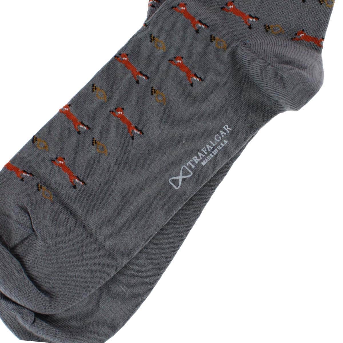 The Hunt Is On Mid-Calf Fox Noevlty Pima Cotton Dress Sock (1 Pair) - Image 4