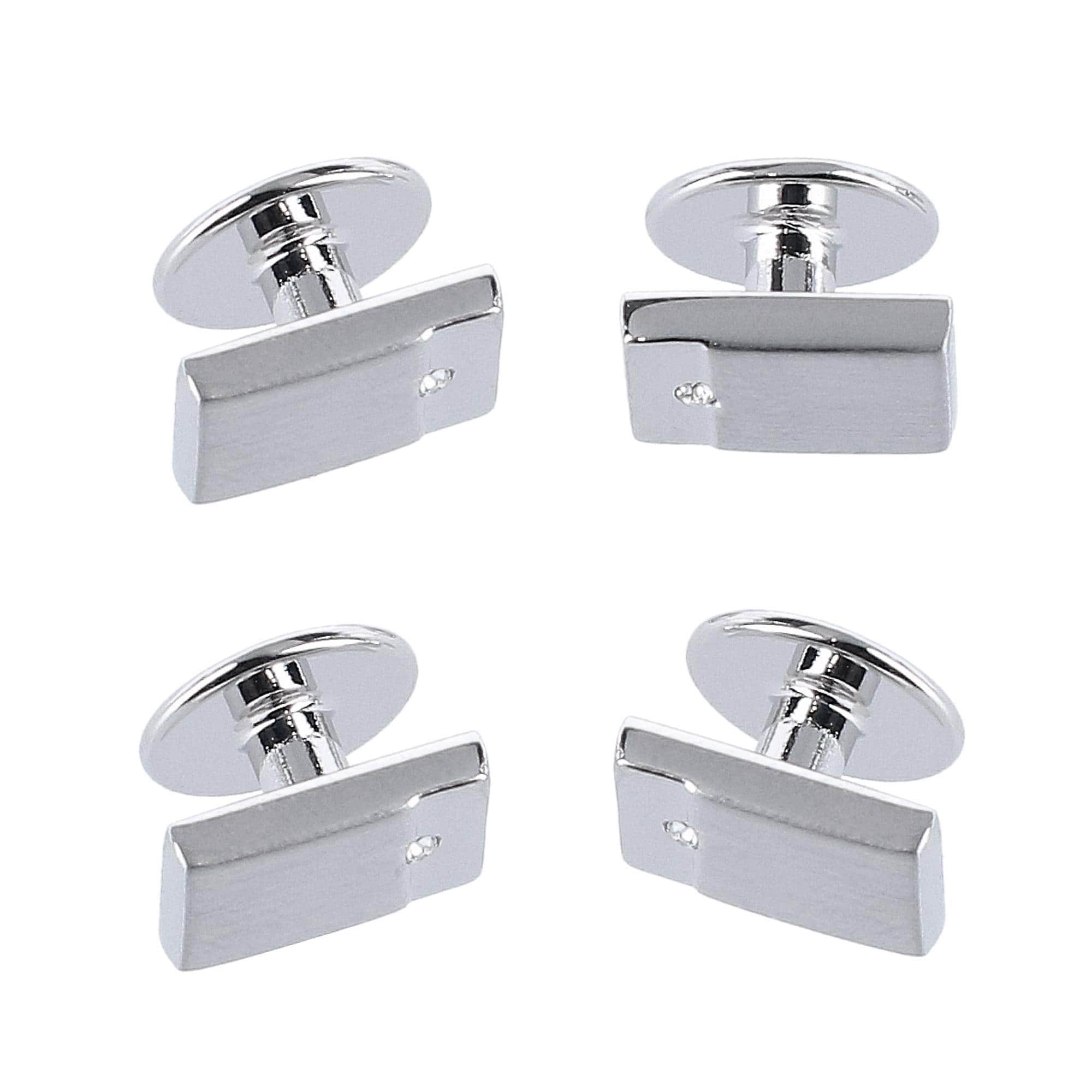 The Kingsley Rhodium with Czech Crystal Formal Set (Cufflinks & Tuxedo Studs) - Image 4