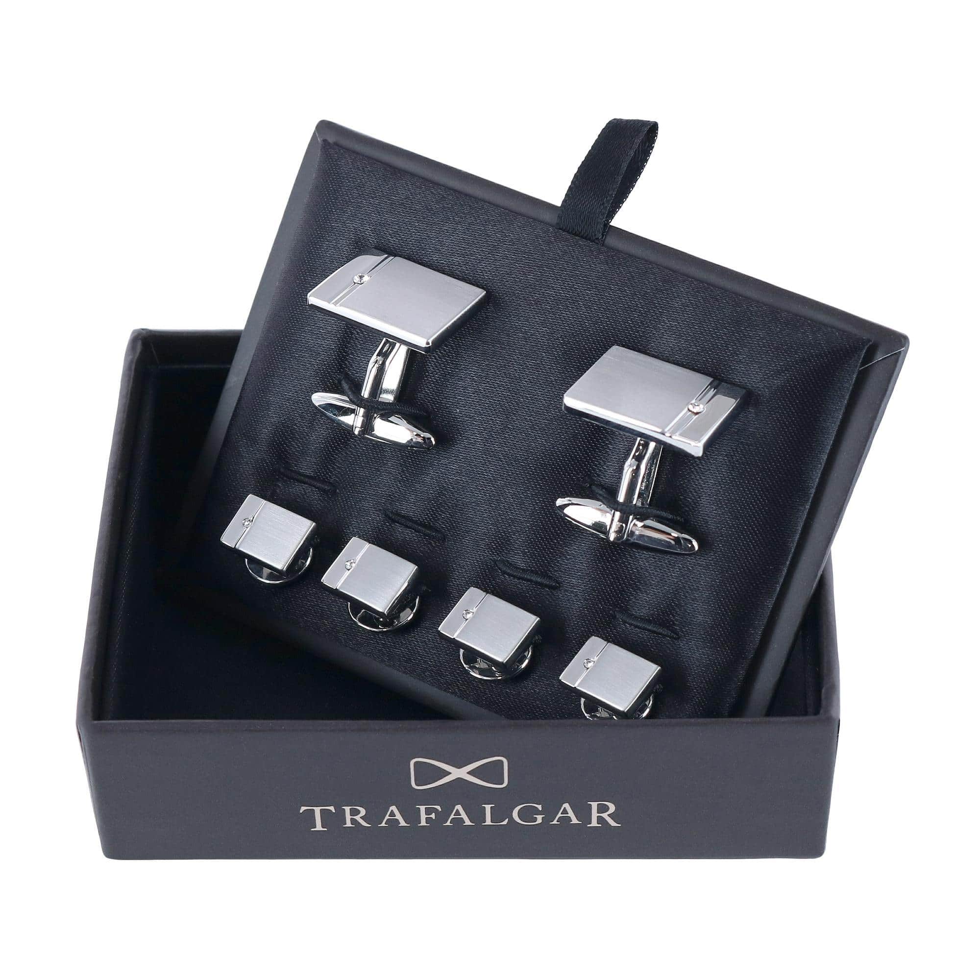 The Kingsley Rhodium with Czech Crystal Formal Set (Cufflinks & Tuxedo Studs) - Image 5