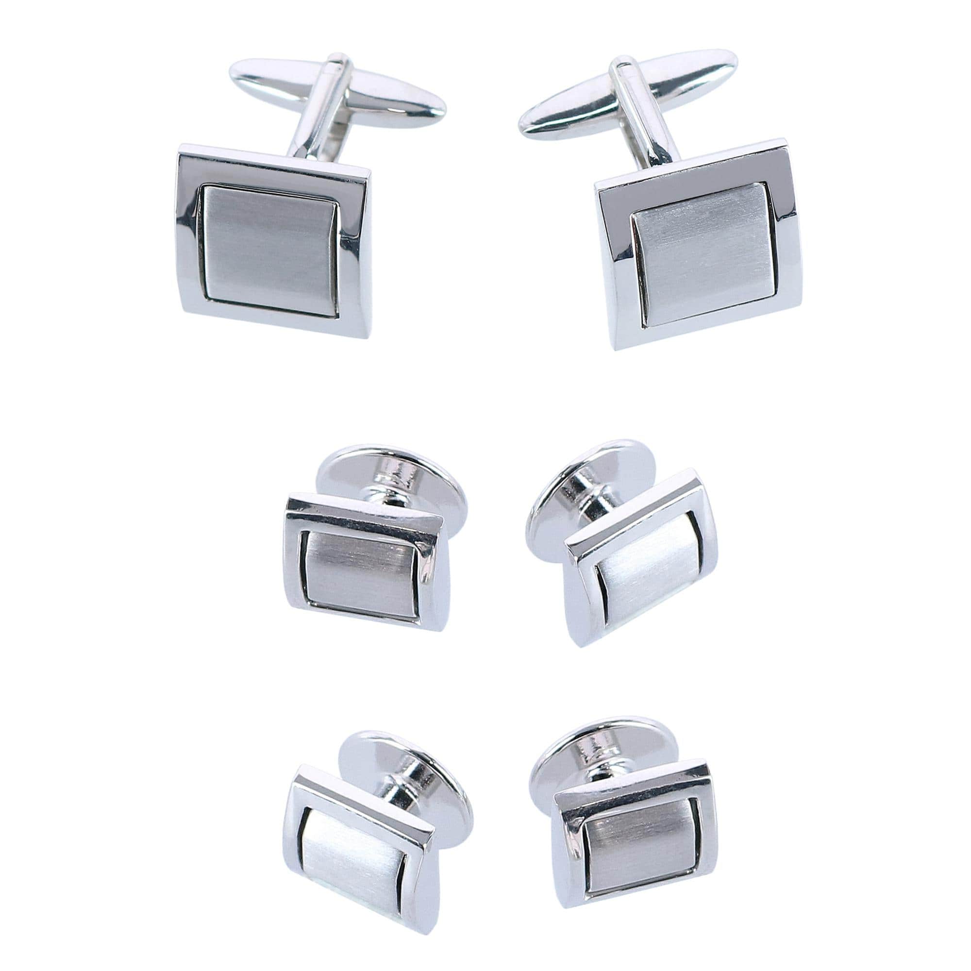 The Plaza Square Rhodium Over Brass Formal Set (Cufflinks & Tuxedo Studs) - Image 2