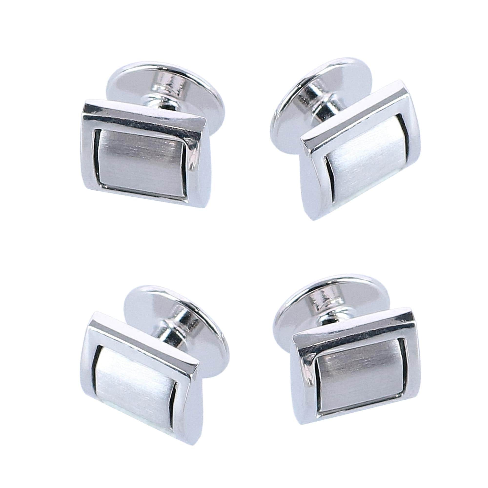 The Plaza Square Rhodium Over Brass Formal Set (Cufflinks & Tuxedo Studs) - Image 4