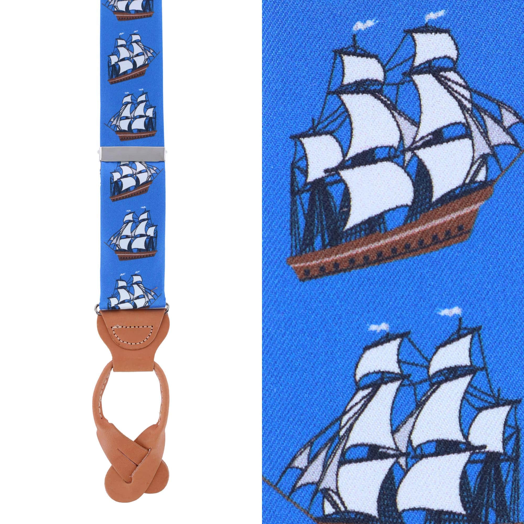 The Royal Fortune Pirate Ship Silk Button End Braces - Image 2