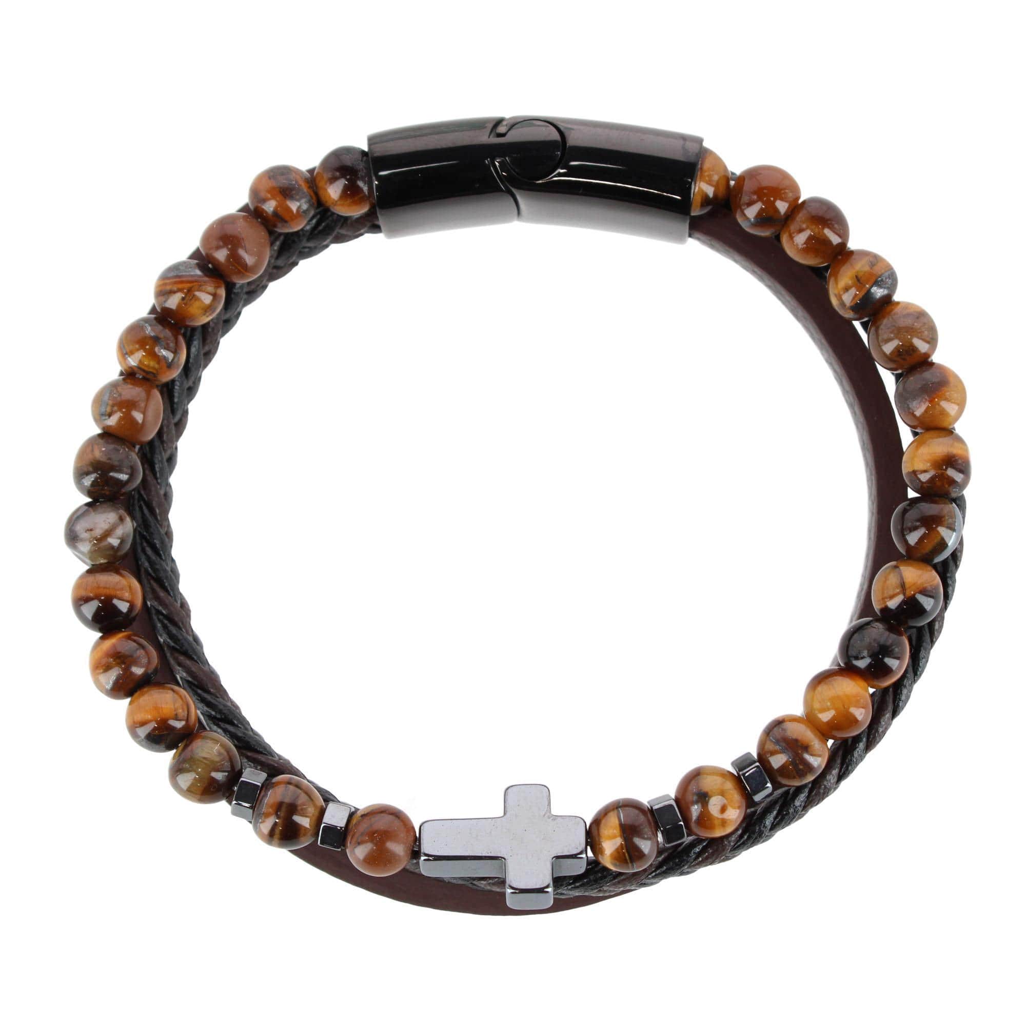 The Sovereign Cross Tri-Stranded Leather Bracelet - Image 3