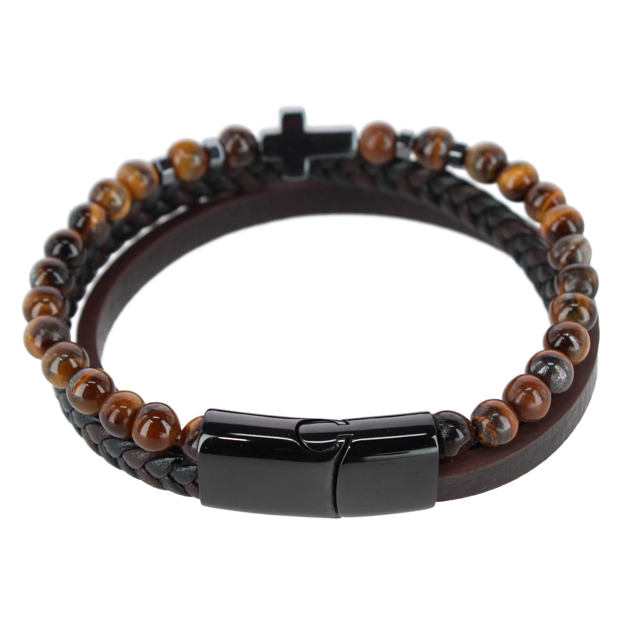 The Sovereign Cross Tri-Stranded Leather Bracelet - Image 4