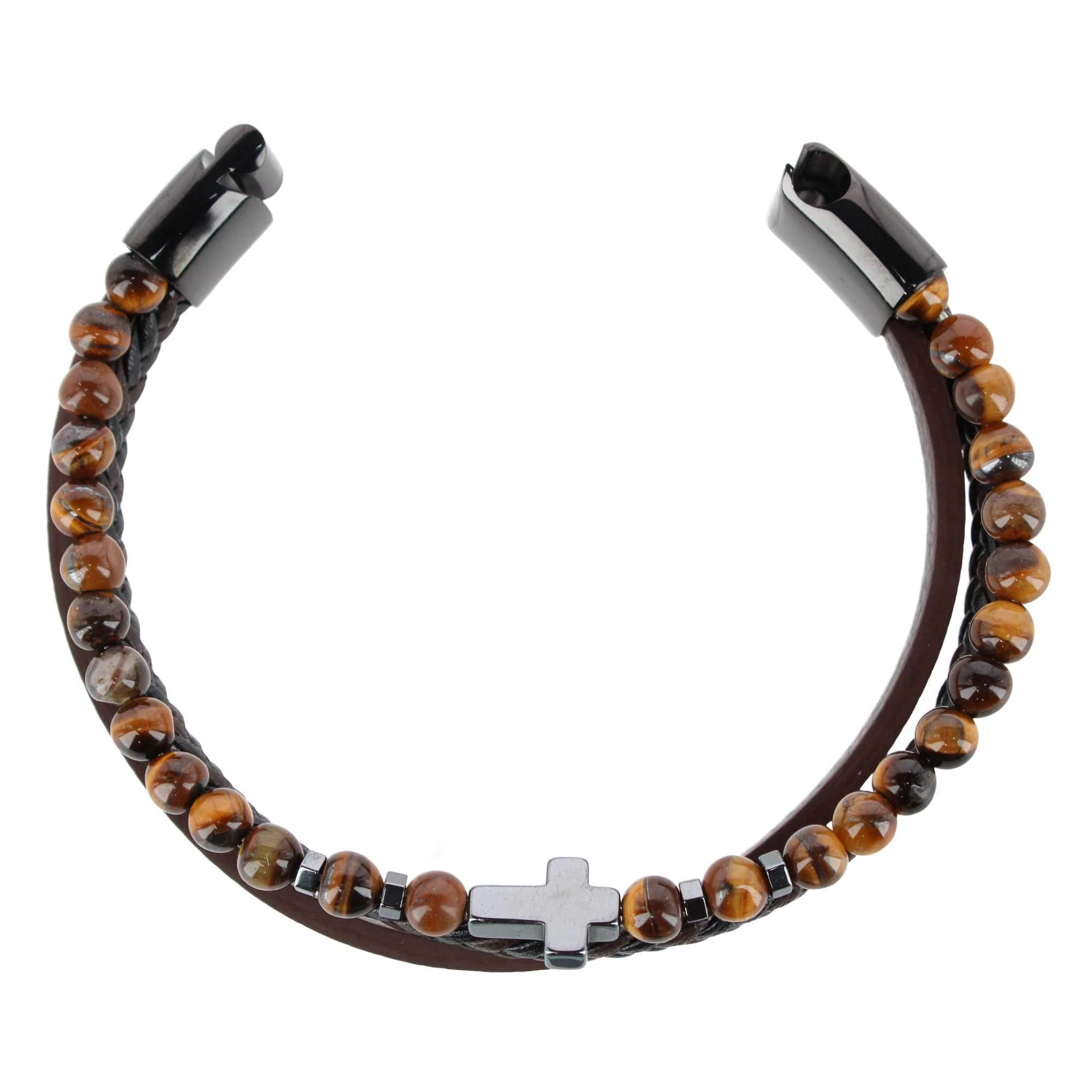 The Sovereign Cross Tri-Stranded Leather Bracelet - Image 5