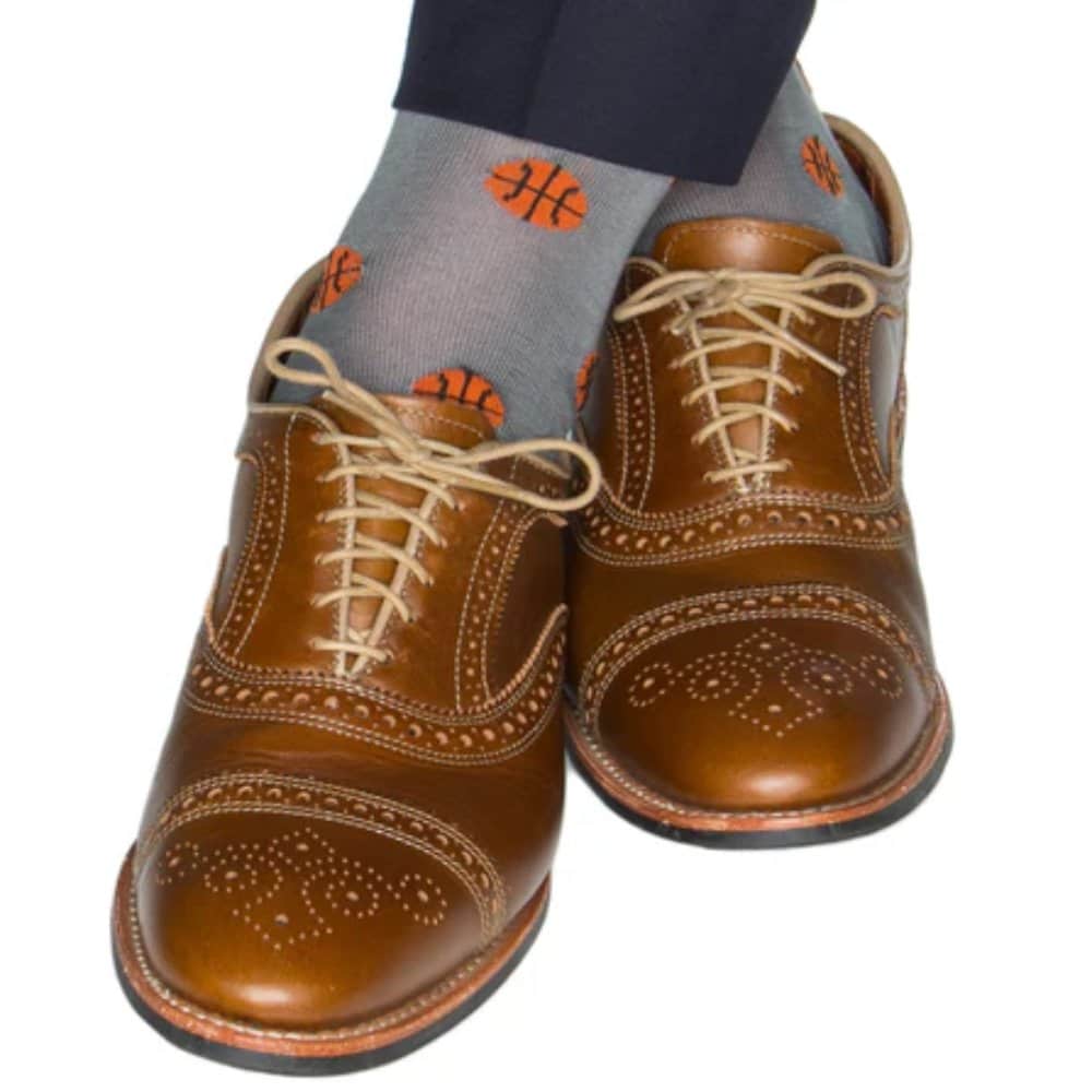 Three Point Shot Basketball Novelty Mercerized Cotton Mid-Calf Socks - Image 4