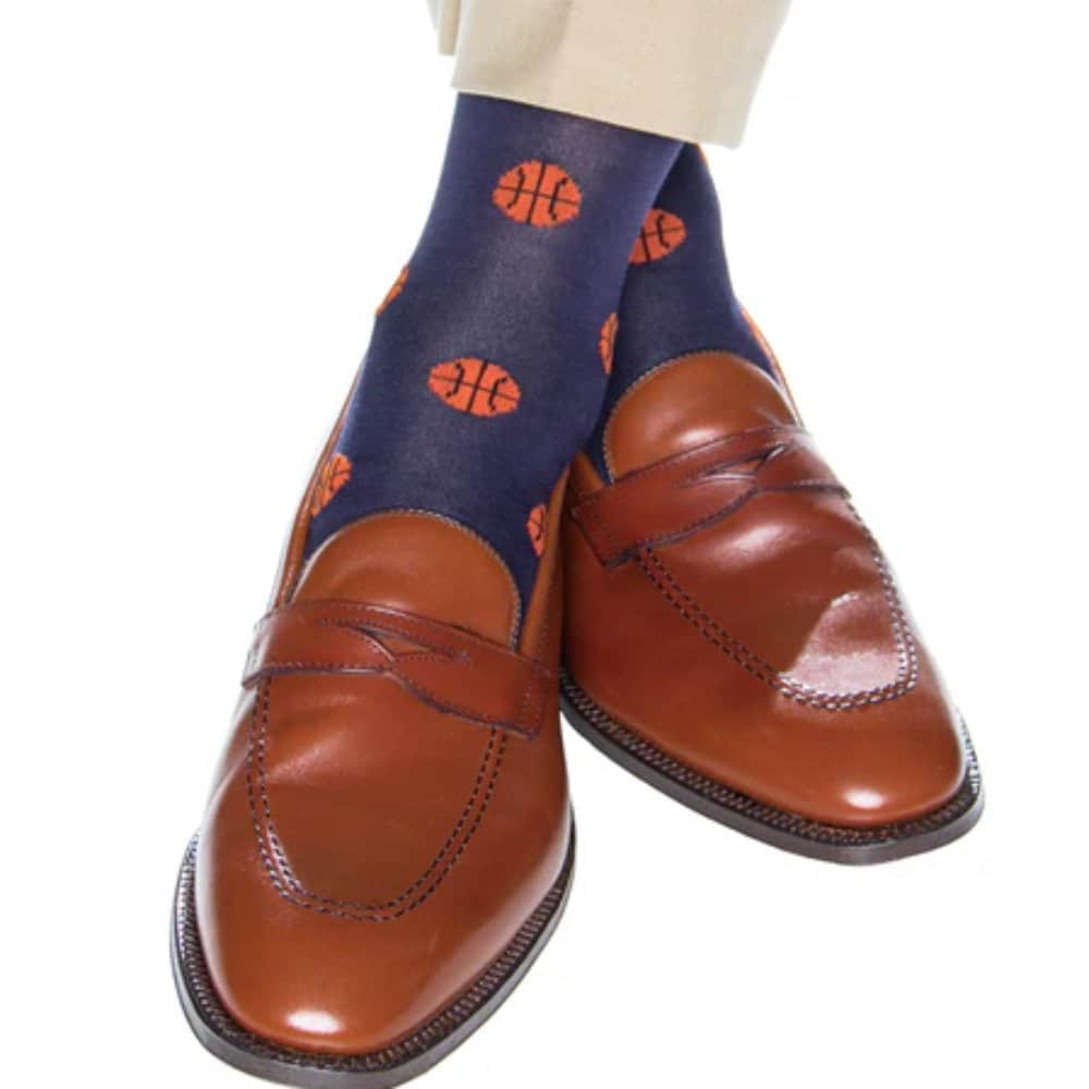 Three Point Shot Basketball Novelty Mercerized Cotton Mid-Calf Socks - Image 5