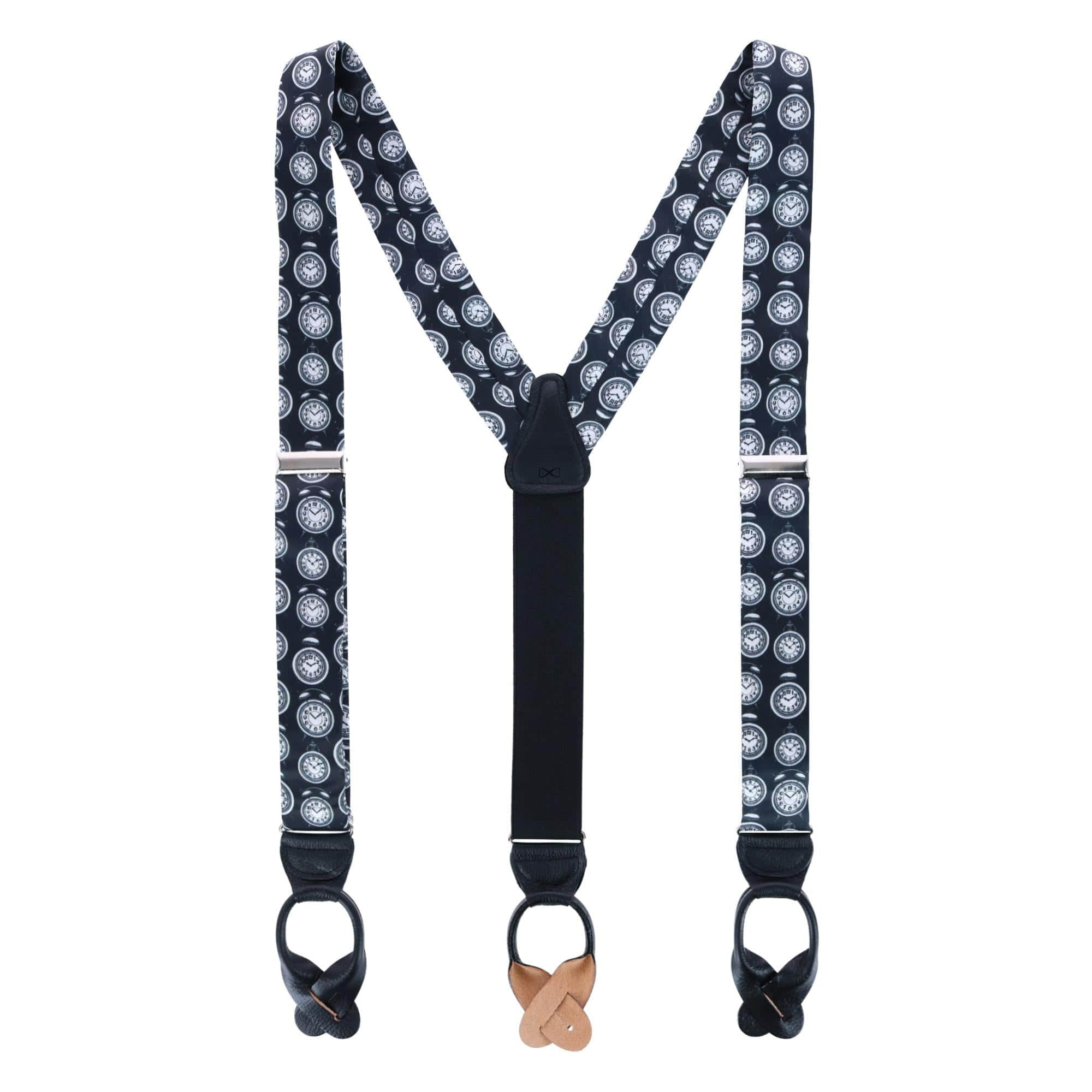 Ticking Time Clock Silk Button End Braces - Image 3