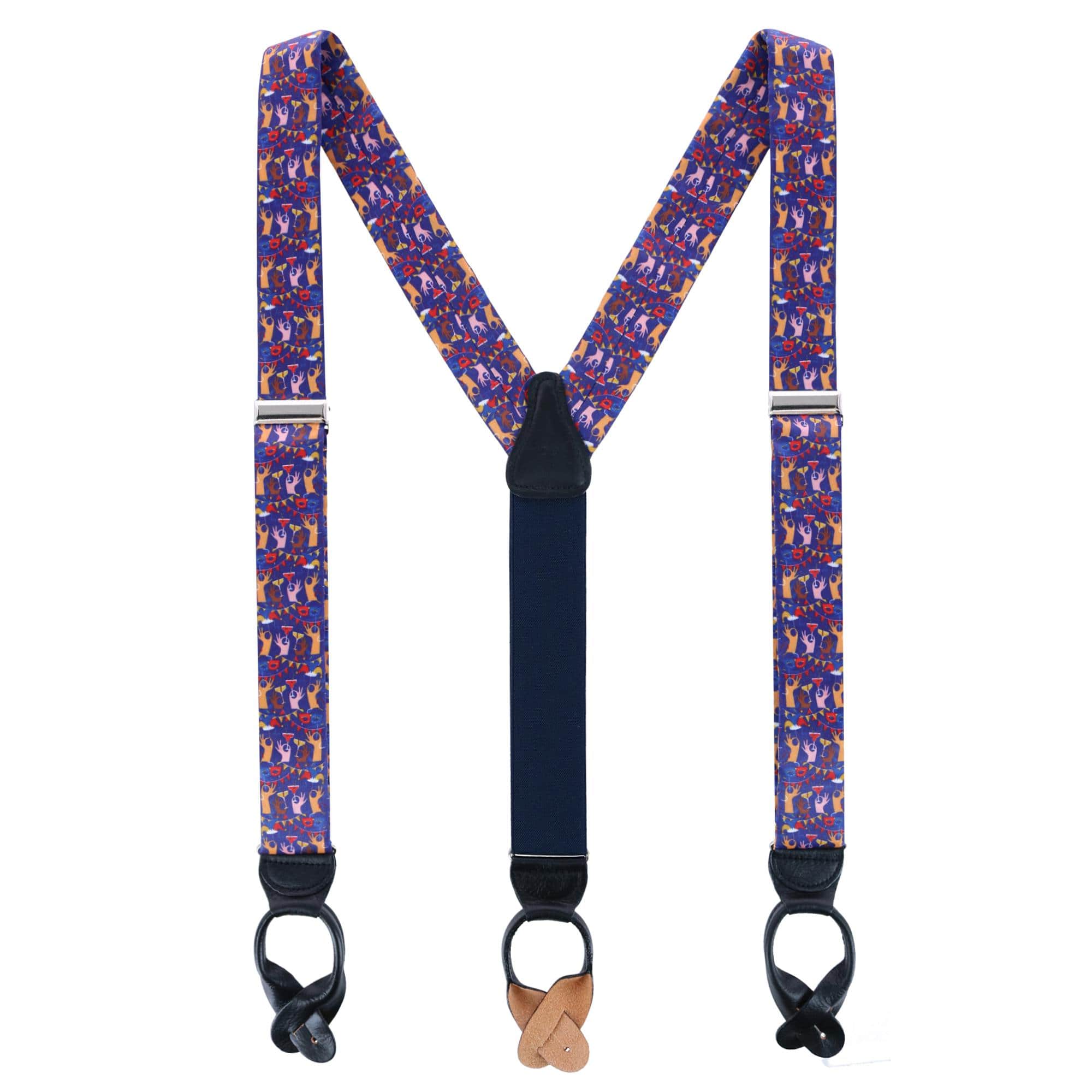 Toast The Night Away Silk Button End Braces - Image 3