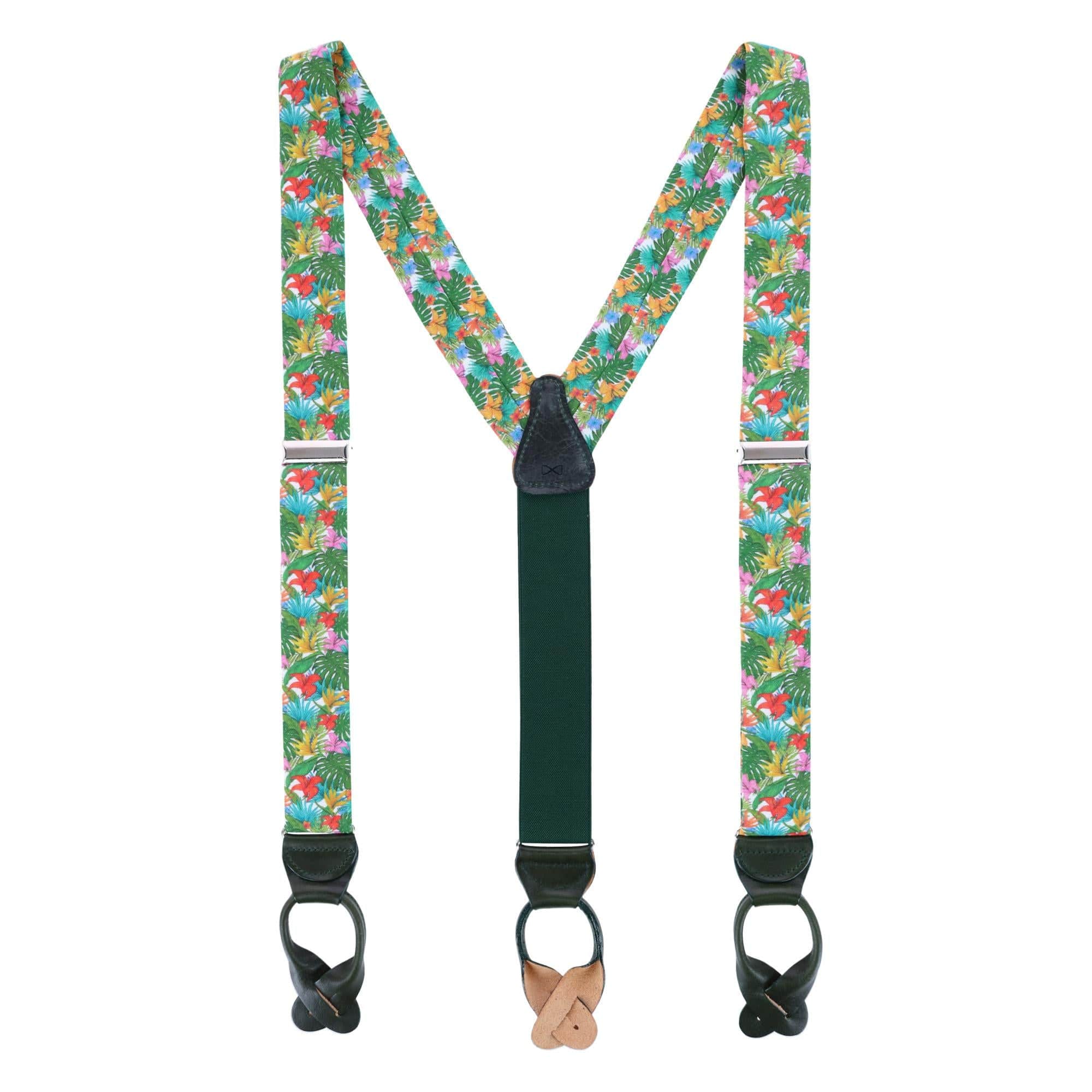 Tropical Hawaiian Getaway Linen Button End Braces - Image 3
