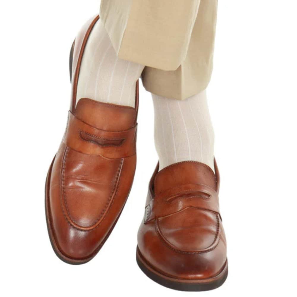 Valentino Vertical Stripe Over the Calf Mercerized Cotton Sock - Image 15