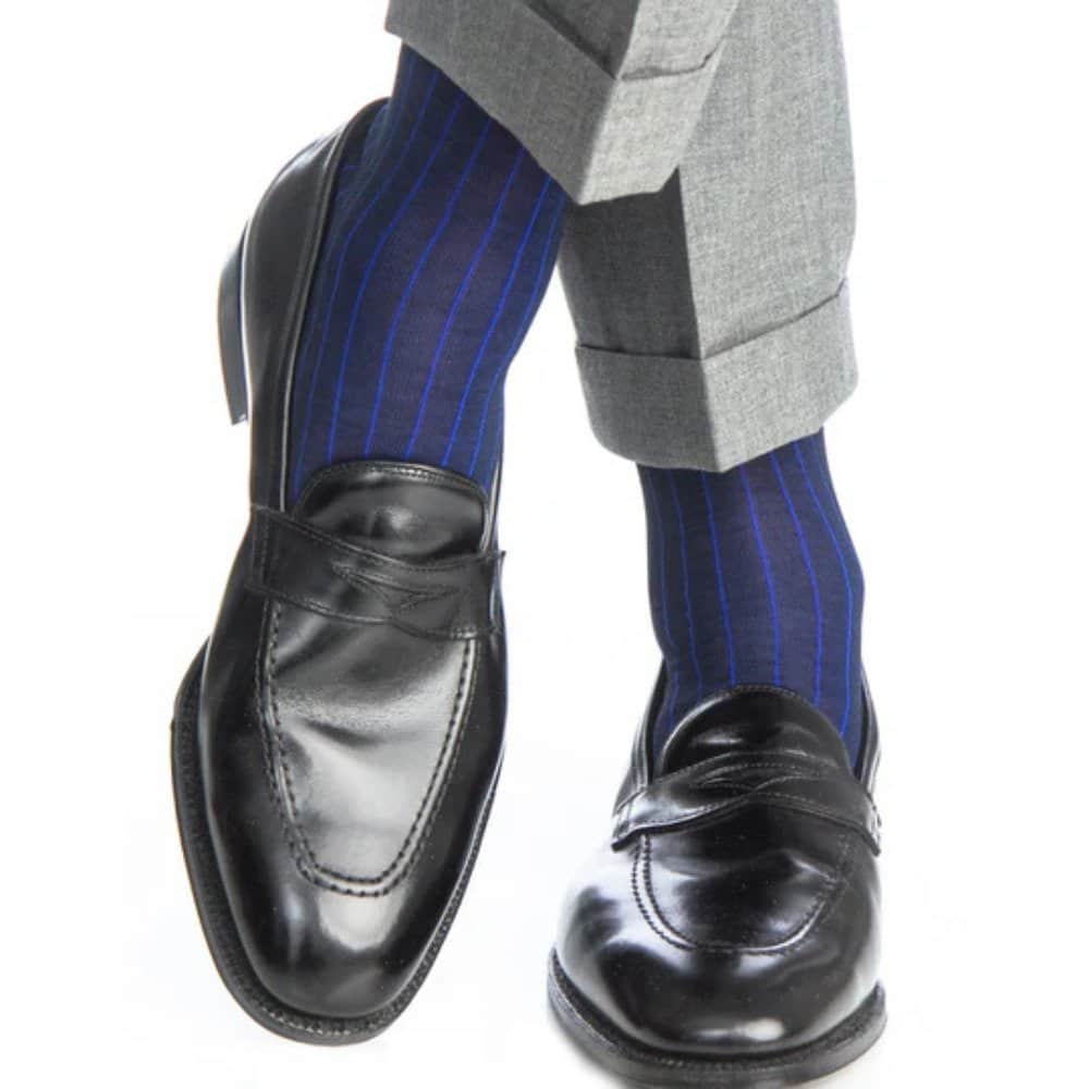 Valentino Vertical Stripe Over the Calf Mercerized Cotton Sock - Image 16