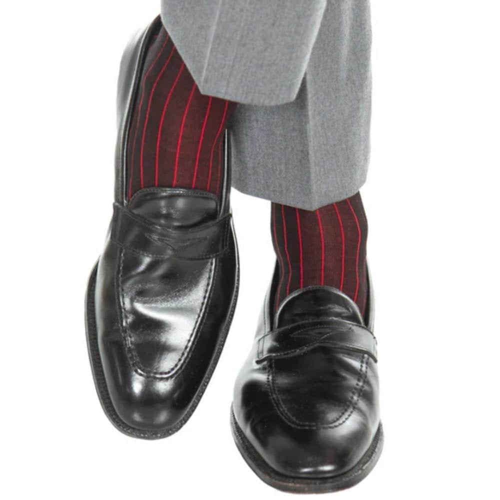 Valentino Vertical Stripe Over the Calf Mercerized Cotton Sock - Image 17