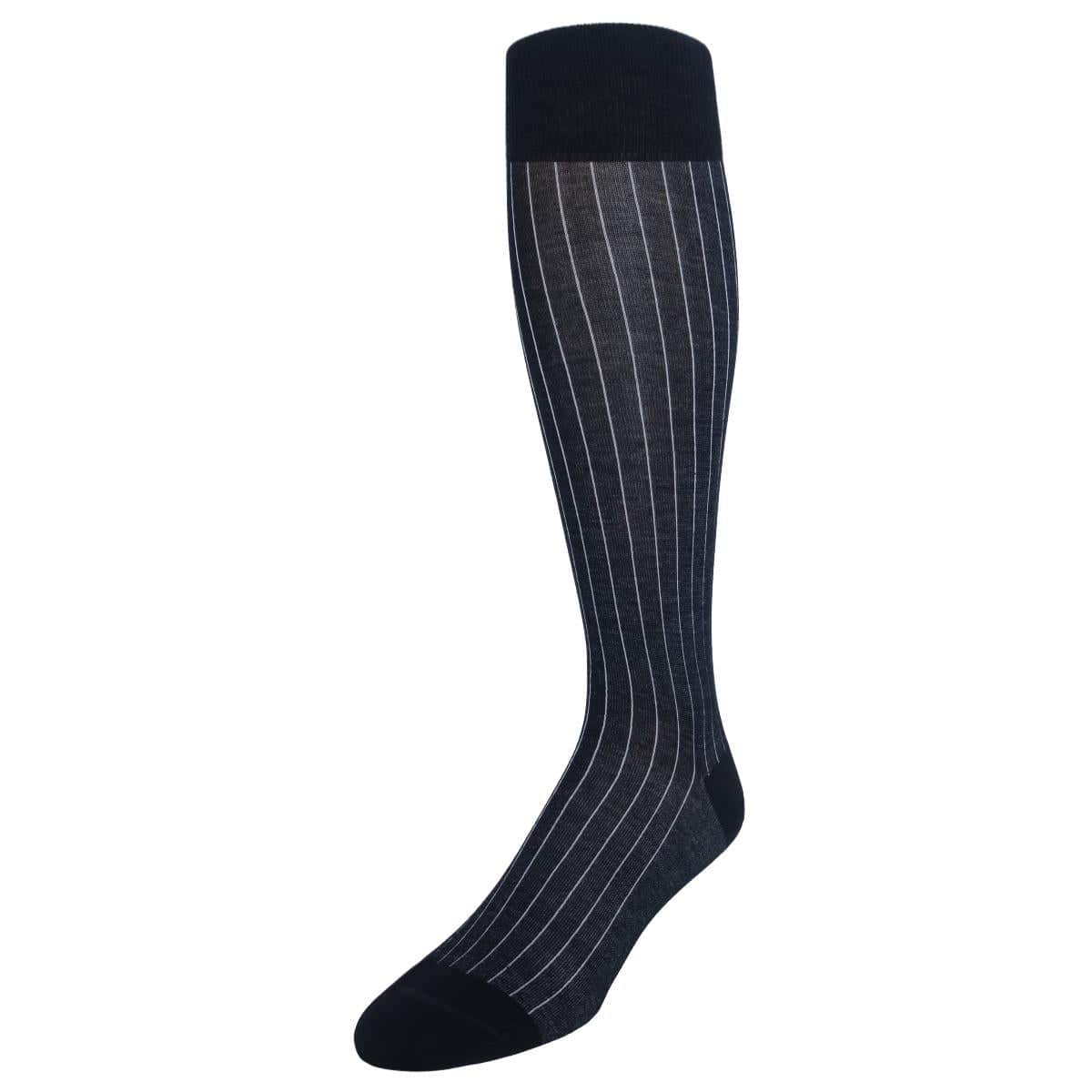 Valentino Vertical Stripe Over the Calf Mercerized Cotton Sock - Image 2