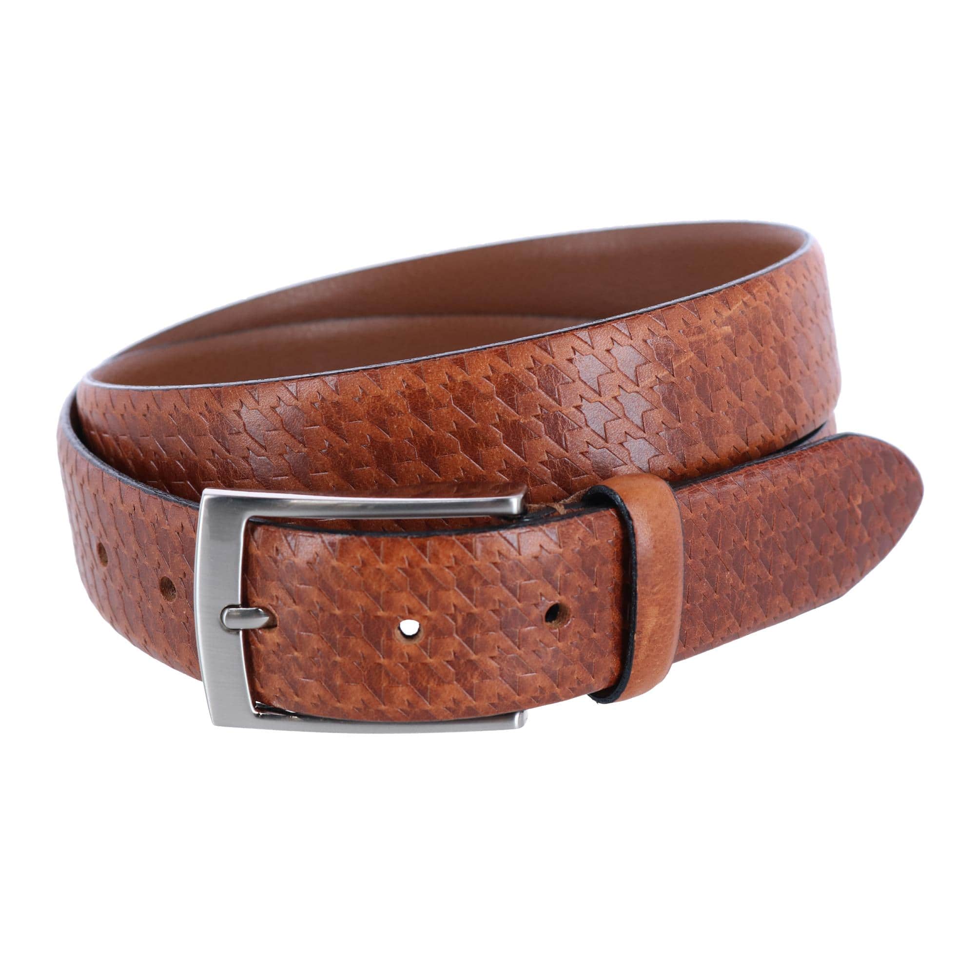 Watson Houndstooth Embossed 35mm Leather Belt - Image 3