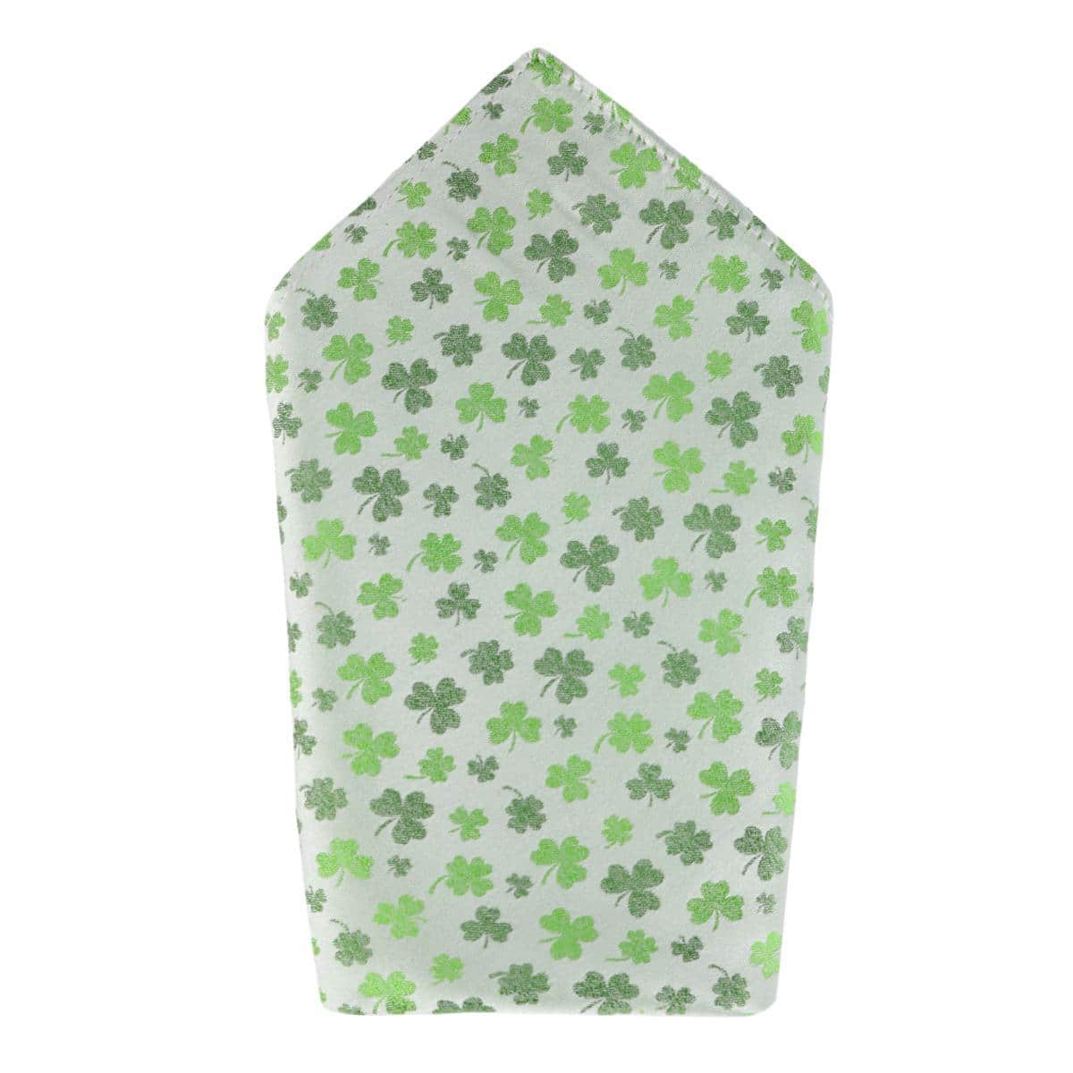 White Shamrock Novelty Silk 12x12 Pocket Square - Image 2