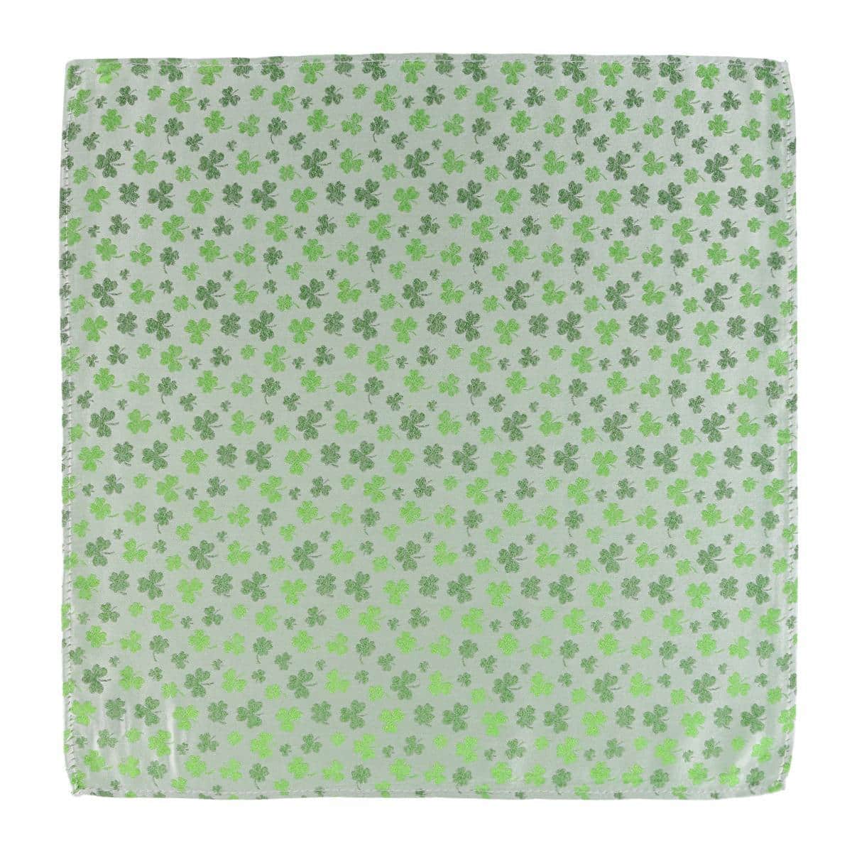 White Shamrock Novelty Silk 12x12 Pocket Square - Image 3
