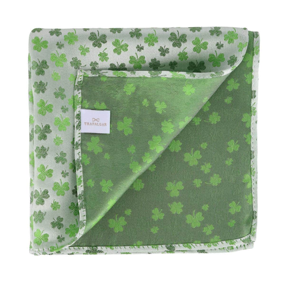 White Shamrock Novelty Silk 12x12 Pocket Square - Image 4
