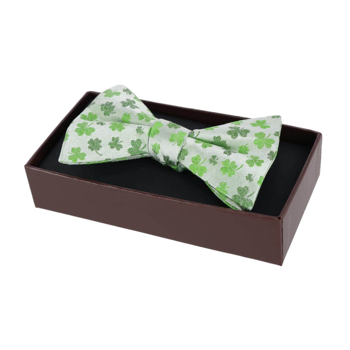 White Shamrock Novelty Silk Bow Tie - Image 7