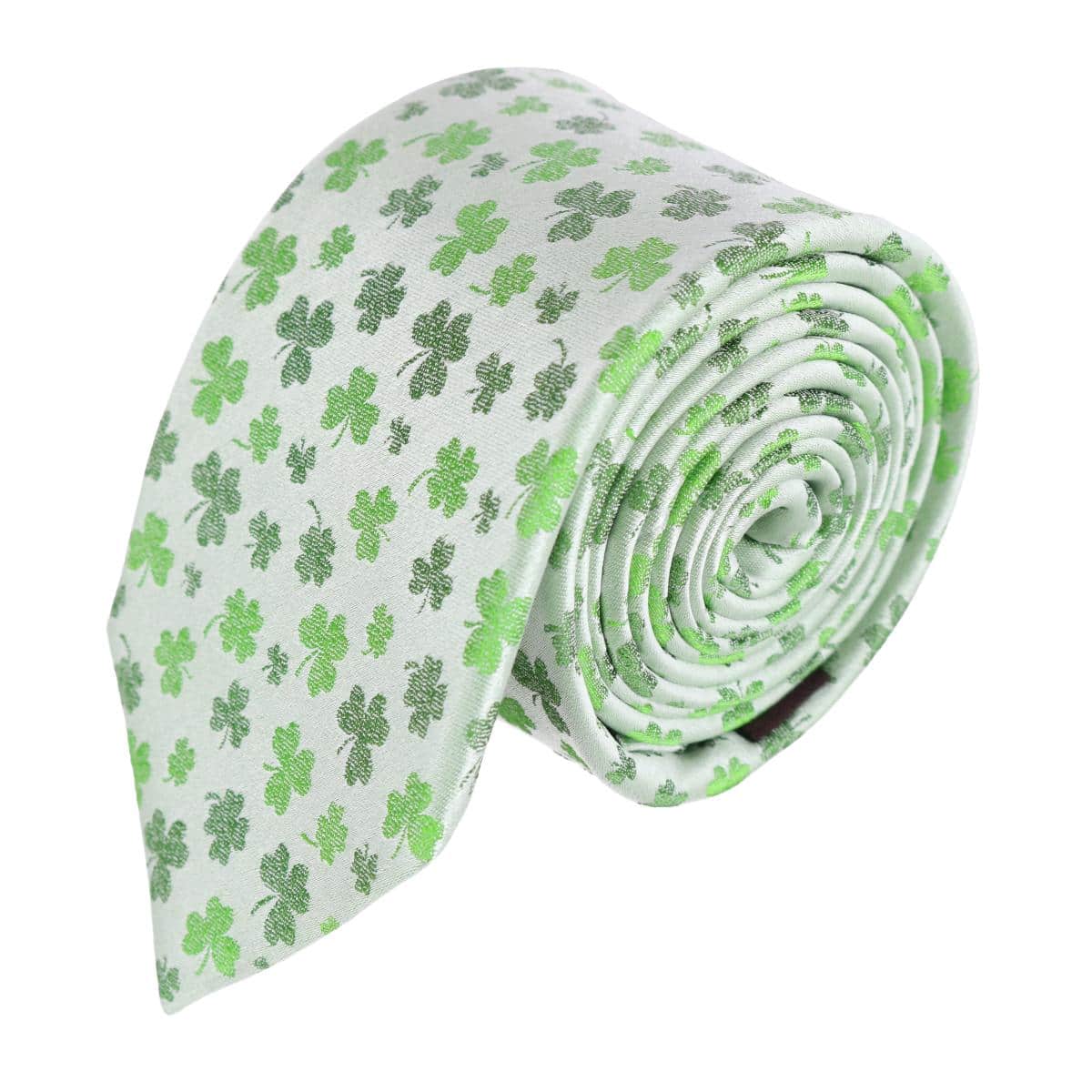 White Shamrock Novelty Silk Necktie - Image 2