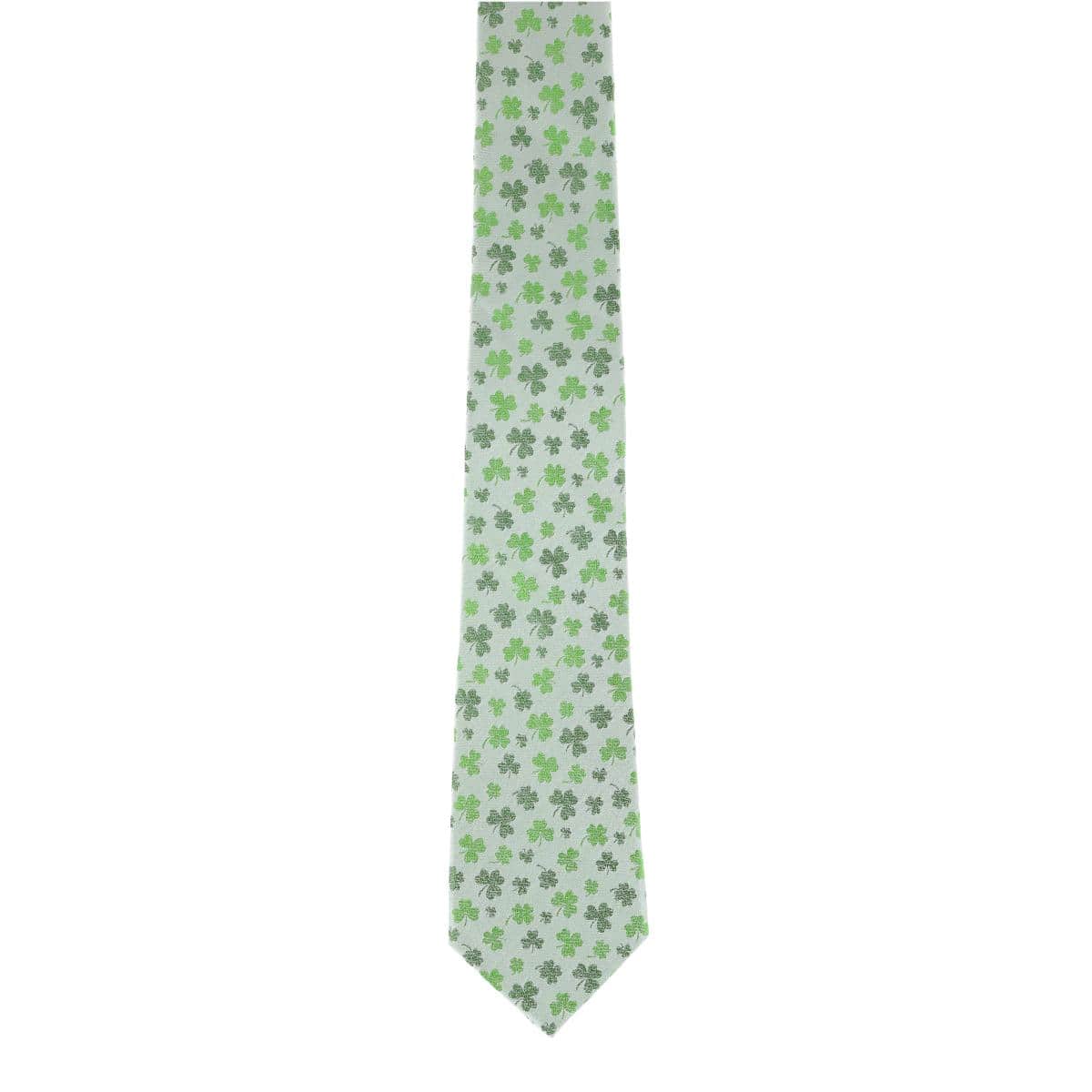White Shamrock Novelty Silk Necktie - Image 3