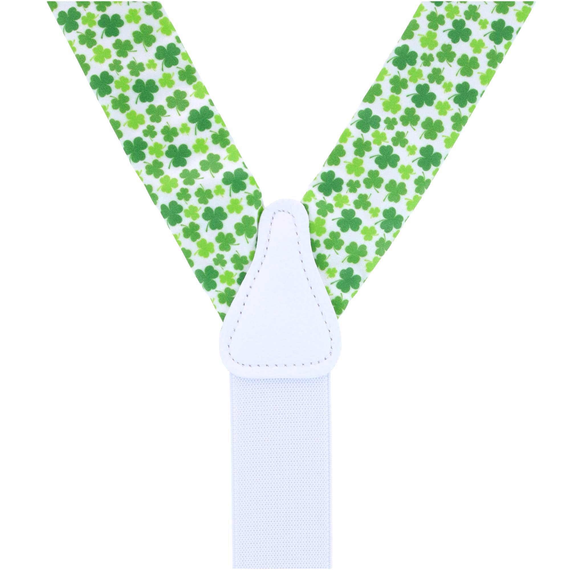 White Shamrock Silk Button End Braces - Image 4
