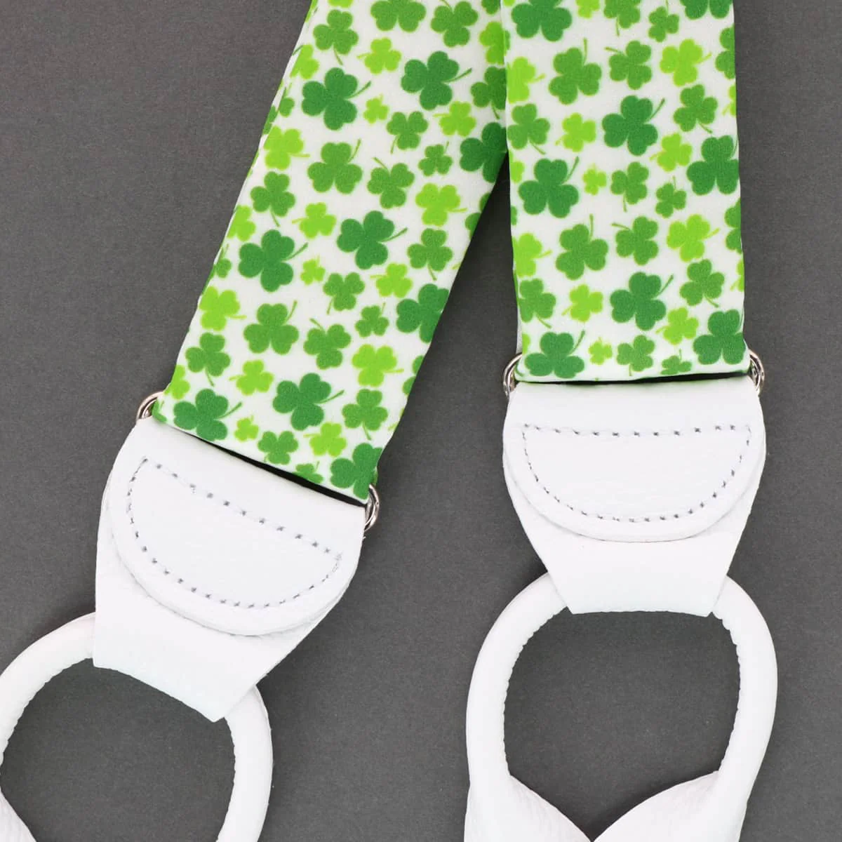 White Shamrock Silk Button End Braces - Image 5