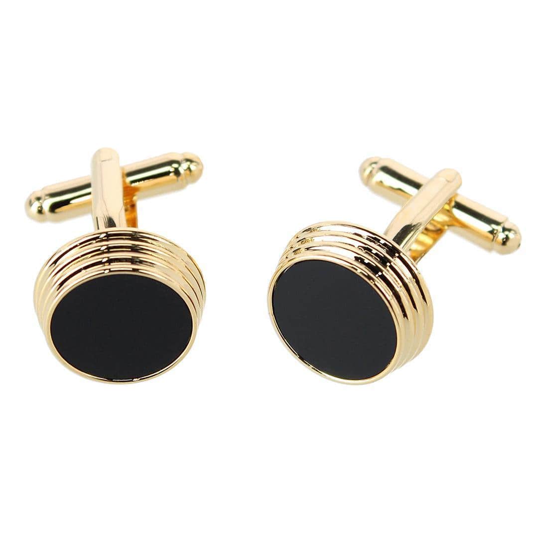 Xaviar Ring Detailed Circular Cufflink Stud Set - Image 3